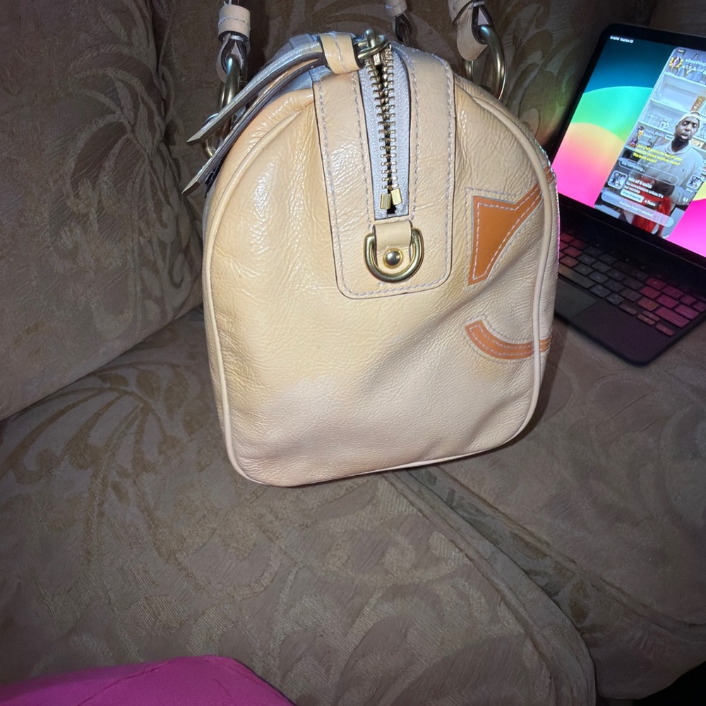 Coach F17186 Inlaid C Patent Leather Bag Leather Satchel - Picture 14 of 17